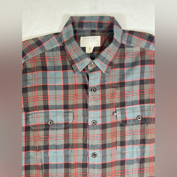 POLO JEANS COMPANY Ralph Lauren Men's Vintage Plaid Flannel Button Down Size‎ XL - Picture 1 of 10